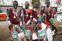 Masai Warriors take part in the London Marathon