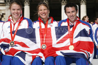 Rowing Medallists Elise Laverick,Anna Bebington,Mark Hunter.