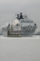 HMS Bulwark Passes Through Thames Barrier London