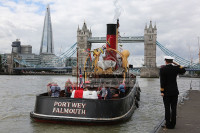 Portwey 90 yr old Steam Tug takes Royal Navy Salute 5