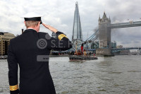 Portwey 90 yr old Steam Tug takes Royal Navy salute